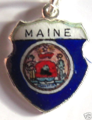 Maine - State Seal - Vintage Enamel Travel Shield Charm